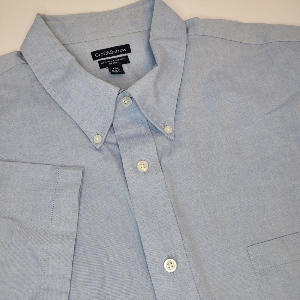 Croft & Barrow Oxford Shirt Mens XXL Blue Excellent Wrinkle Resistant SS